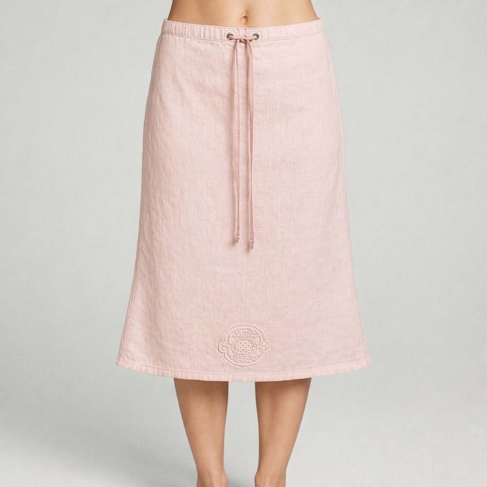 Crossing Pointe Skirt 2XW light Pink Linen Embroidered Drawstring Hem